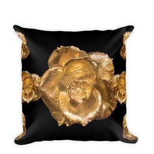 Rose Gold Drip Floral Premium Pillow By Ventcri